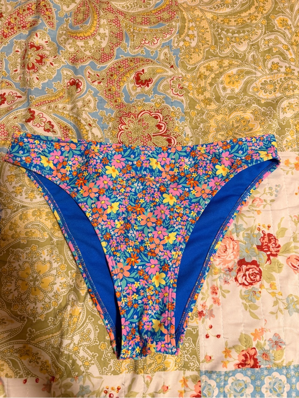 No boundaries Bright Floral Blue High-Cut Bikini Bottom